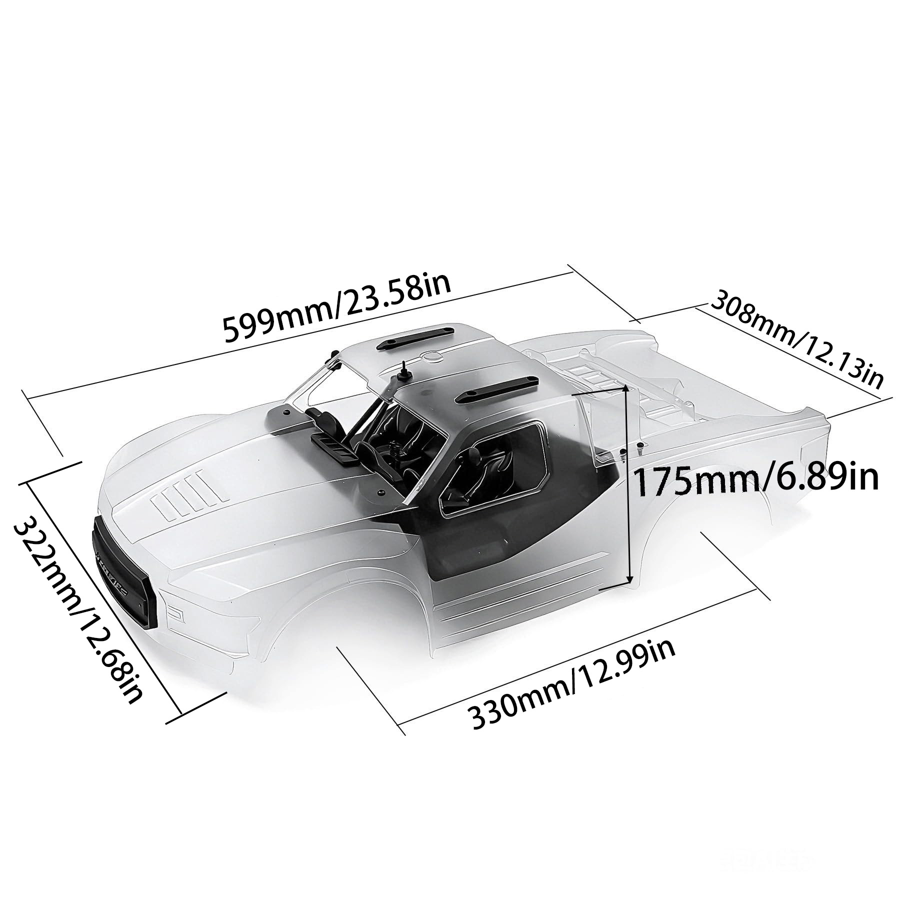 Kit Bodi Truk Short Course 1:1 - Pc Chassis ulasan dan harga